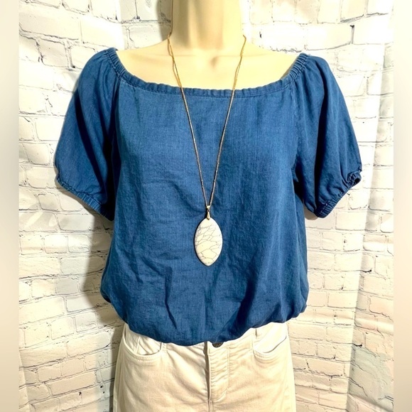 Madewell Tops - Madewell Indigo Off-the-Shoulder Bubble Top Sz XS